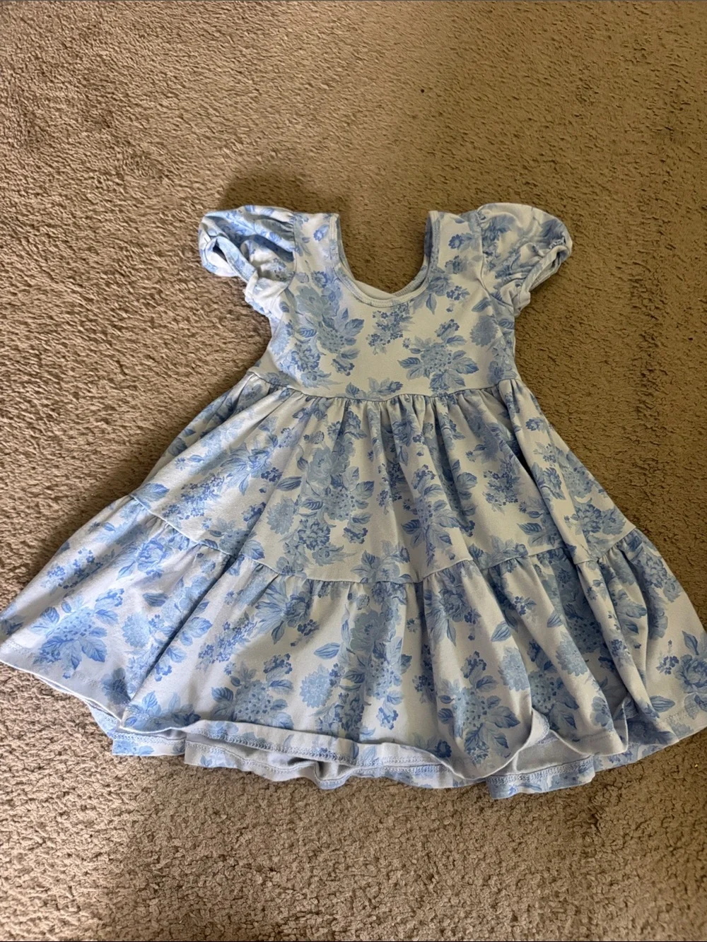 Janie & Jack Blue Floral Puff Sleeve Dress size 3